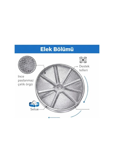 Vıvaluxe Paslanmaz Çelik Un Ve Pudra Şekeri Eleği Tek Elle Kullanılan Otomatik Elek, 3 Fincan Kapasiteli Flour S Diğer