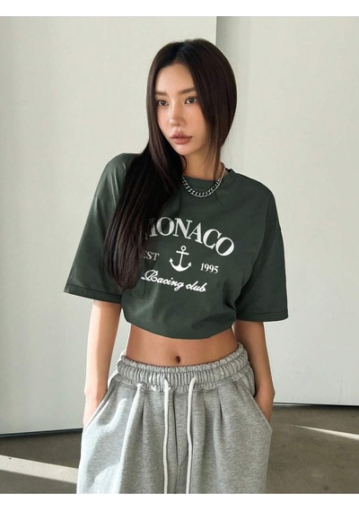 Uyguntarz Unisex Monaco Baskılı Tasarım Tshirt Yeşil