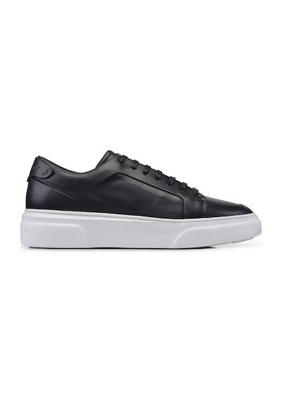 Siyah Bağcıklı Sneaker Erkek Ayakkabı -92115--antik Siyah 201 - Taban Rnk Beyaz Çok Renkli