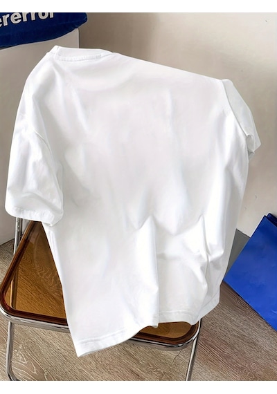 Unisex W Baskılı Tasarım Tshirt Beyaz