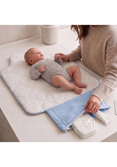 % 100 Pamuk Çantalı Pratik Katlanabilir Alt Değiştirme Matı - Bébé Lapin Pad1018