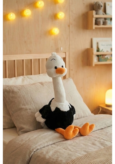 Yumuşacık Sevimli Deve Kuşu Büyük Boy Peluş Oyuncak 60 Cm Siyah
