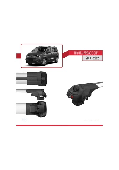 Toyota Proace City 2019-2022 Arası İle Uyumlu Ace-1 Ara Atkı Tavan Barı Gri 4 Adet Bar