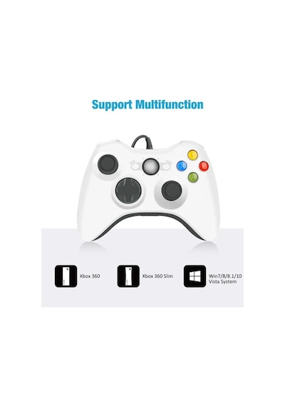 Xbox 360 Gamepad Joystick Kablolu Oyun Kolu Pc-360 Uyumlu Siyah
