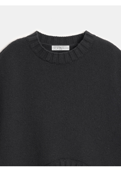 Dilvin 10839 Yün Karışımlı Oversize Süveter-siyah Siyah