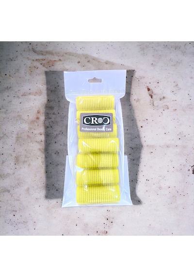 Croc 1223 Sarı 7li Mini Paket Bigudi Cırtlı Saç Bigudisi Çap 2cm Sarı
