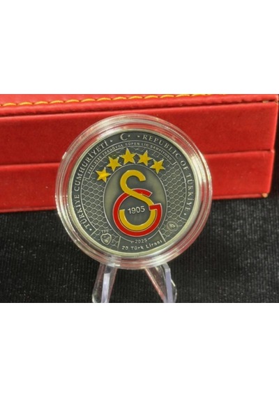 Galatasaray 25. Şampiyonluk Özel Deri Kutulu Hatıra Para Gümüş/okside Sikkesi Darphane, 925 Ayar