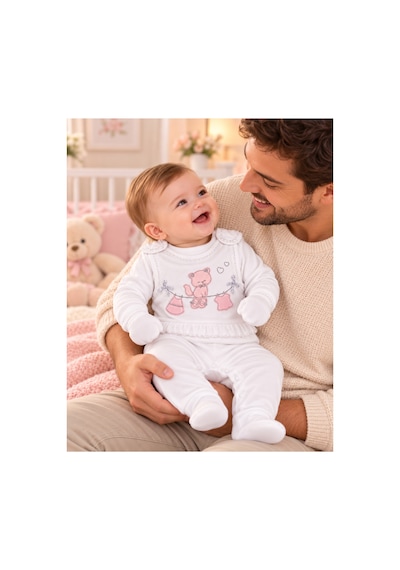 Genel Markalar Kedili Nakış Detaylı Bebek Tulum Takımı Beyaz - 926470855 Beyaz