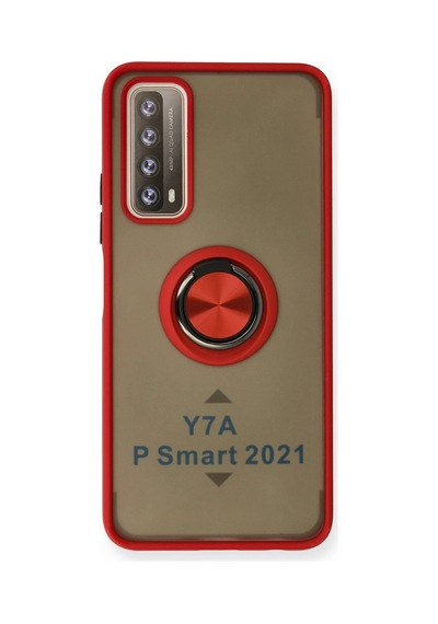 Newface - 748 - Huawei P Smart 2021 Kılıf Montreal Yüzüklü Silikon Kapak - Csmo-tex - - Kırmızı