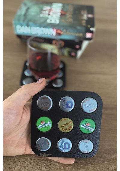 Bardak Altlığı 1 Adet Şişe Kapağı Eklenen Soda Gazoz Bira Kapağı Sonradan Eklemeli Siyah
