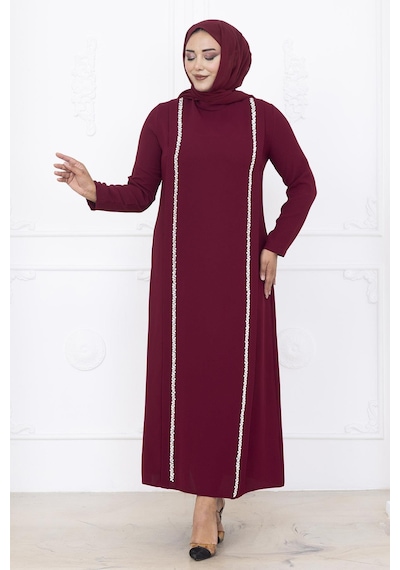 Amine Hüma Yakut Abiye Elbise Bordo Bordo