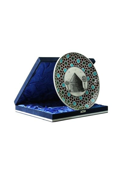 E38 El İşçiliği Çini Tabak Kümbet 25 Cm - 6411