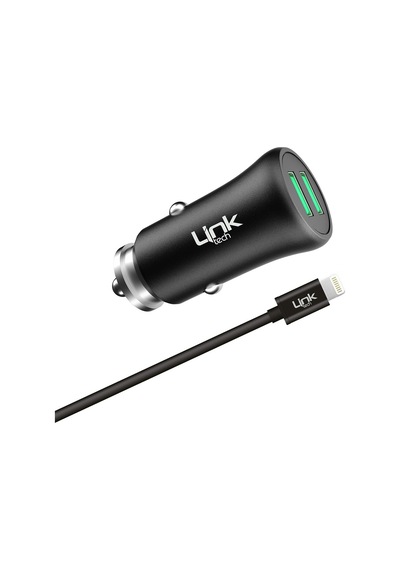 Linktech M582 Metal Araç Şarj Adaptörü ve Lightning Kablo Set 2.4 Siyah