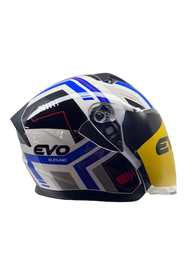 Kask Evo Marka Çenesiz Yarım Kask Beyaz - Mavi