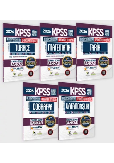 2026 Fullortaöğretim Kpss Kara Kutu ÖSYM Çıkmış Soru Bankası 5li Modül Set Son 15 Yıl(sadece Lise)
