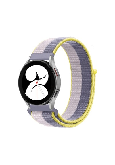 Newface - 796 - Samsung Galaxy Uyumlu Watch 4 Hasırlı Cırtcırtlı Kordon - Csmo-tex - - Gri-beyaz