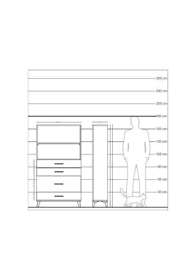 Arges Dolap 2 Raflı 4 Çekmeceli 88x30x163 Çam-aytaşı Çam