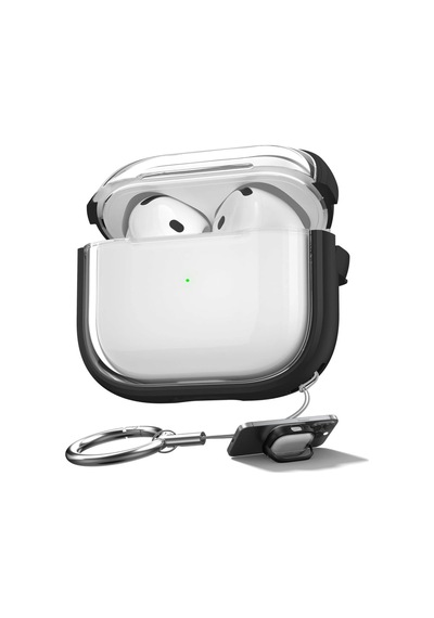 Caseonn Apple Airpods Uyumlu 5 Kılıf Renkli Kenar Kilitli Kapak Siyah