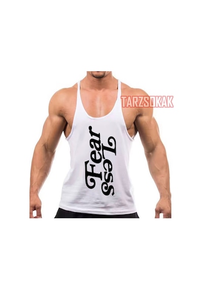 Tarzsokak Gym Tank Top Fitness Sporcu Atleti Lesbenja Beyaz