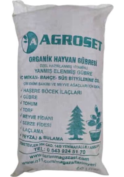 Gübre Hayvan Gübresi Büyükbaş Yanmış Elenmiş 60 Litre Agroset