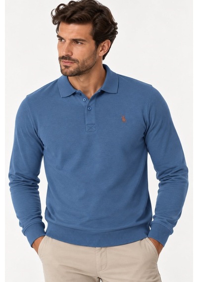 V9007 Dewberry Erkek Sweatshırt-düz İndigo