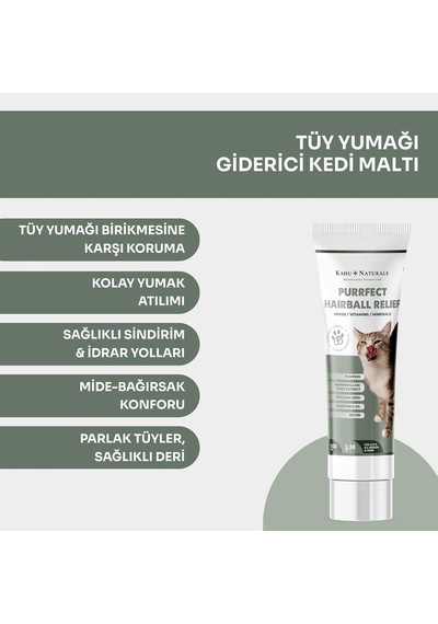 Purrfect Hairball Relief, Kediler İçin Tüy Yumağı Giderici Ve Önleyici Doğal Malt, 100 Ml