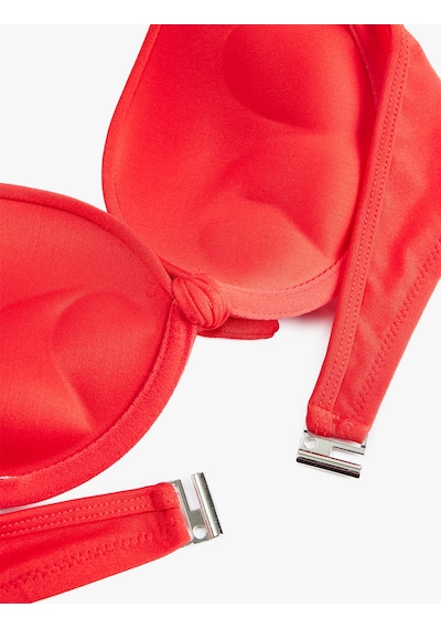 Koton Kalp Yaka Fiyonklu Push-up Bikini Üstü Kırmızı 6sak10019mm