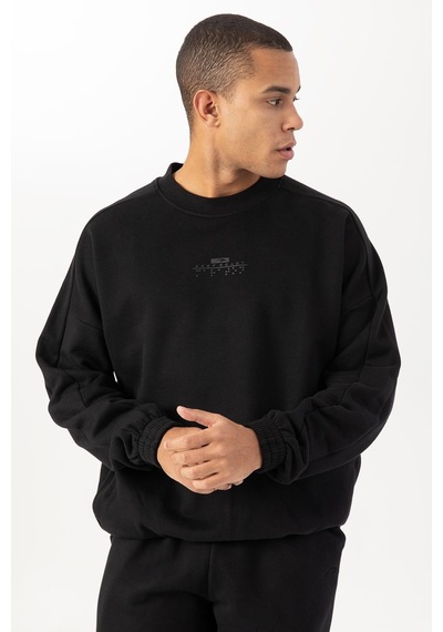 Maraton Sportswear Oversize Erkek Bisiklet Yaka Uzun Kol Basic Siyah Sweatshirt 21822-siyah Siyah