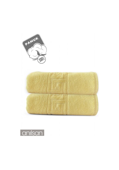 2'li Sarı Greek Banyo Havlusu - 70x140 Cm, 490 Gr, %100pamuk, Spa Ve Otel Havlusu Sarı