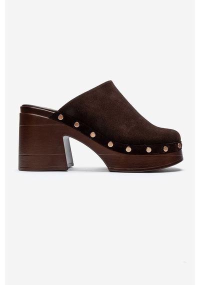Luvishoes Bellune Kahverengi Süet Hakiki Deri Perçin Detaylı Kadın Kalın Topuklu Terlik Luvishoes Bellune Kahverengi Süet Hakiki Deri Perçin Detaylı Kadın Kalın Topuklu Terlik