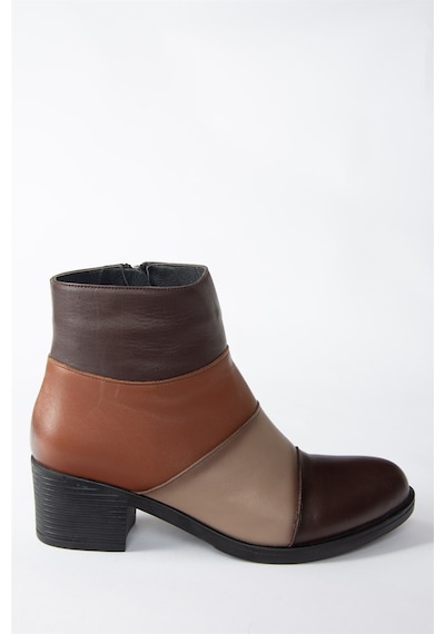 Fox Shoes Vizon/taba Hakiki Deri Alçak Topuklu Kadın Bot N555703003 Vizon - Taba