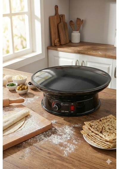 Lumisa LKS-2000 Elektrikli 55 CM Emaye Yüzeyli Termostatlı Katmer Ve Gözleme Sacı