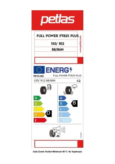 Petlas 155 R12C 88/86N 8PR Full Power PT825 Plus Yaz Lastiği 2024