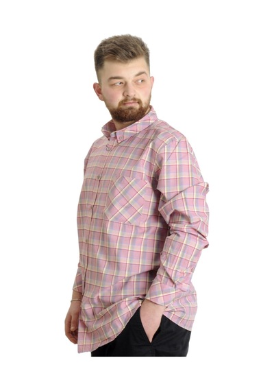 Mode Xl Büyük Beden Erkek Gömlek Ekose Uzun Kollu 23300 Koyu Bordo 001