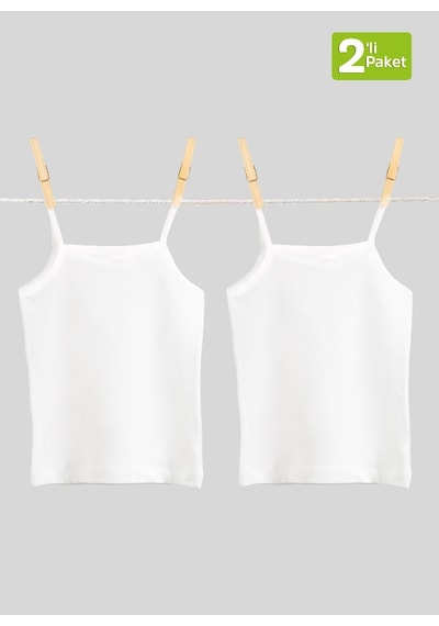 Blackspade Kız Çocuk Atlet 2li Paket 1296 - Beyaz