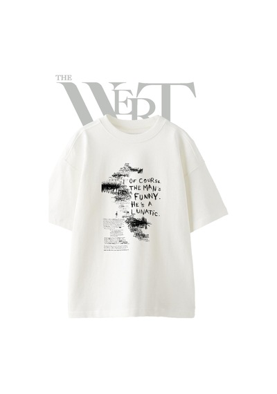 Thewert Charlie Chaplin Tasarım Baskılı Ünisex Beyaz Oversize T-shirt
