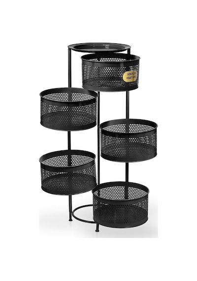 River World Tekerleksiz Rengi Siyah Açılabilen 5 Katlı Çok Amaçlı Metal Raf Mutfak, Balkon, Kiler Çok Renkli