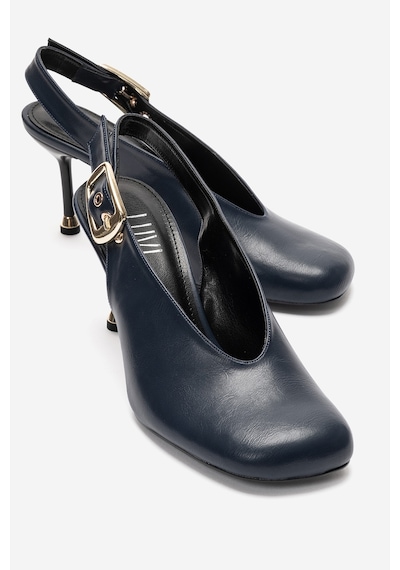 Luvi Shoes Flarıs Lacivert Cilt Kadın Topuklu Ayakkabı