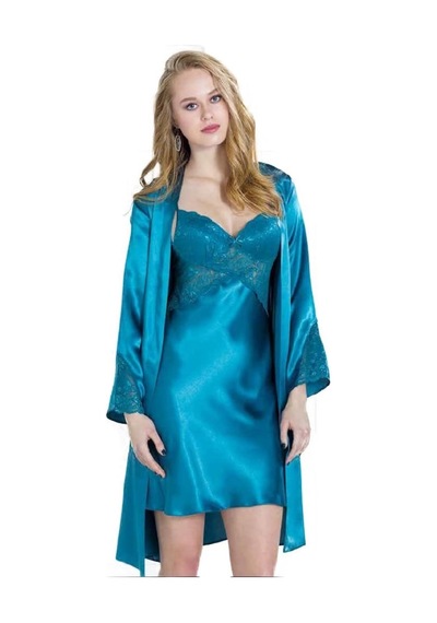 Ceyyiz Pierre Cardin Sütyen Kaplı Sabahlık Gecelik Set 4050