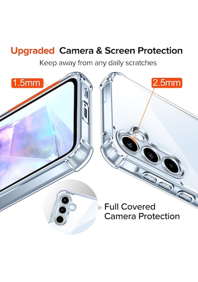 Samsung Galaxy S24 Fe Uyumlu Kılıf Antişok Şeffaf Silikon + 9h Cam Set