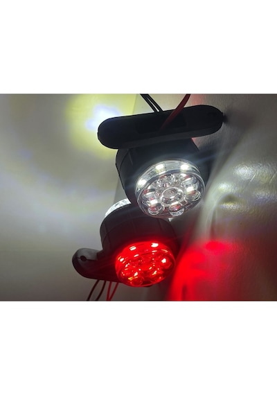 Ahmet Otomotiv Mercekli Mini Takoz 12 Ledli Kırmızı-beyaz 12v-24v