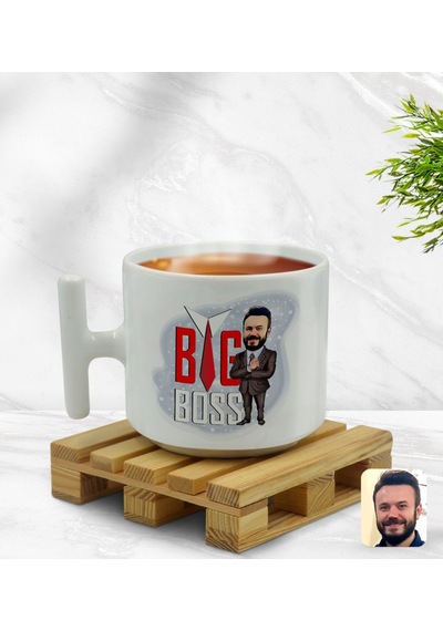 Kişiye Özel Erkek Big Boss Karikatürlü T Kulplu Beyaz Middle Kupa N11.3300