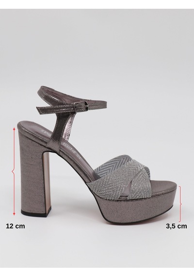 Nesilshoes Nesil Shoes Carel 2057 Platin Simli Platform Kadın Sandalet
