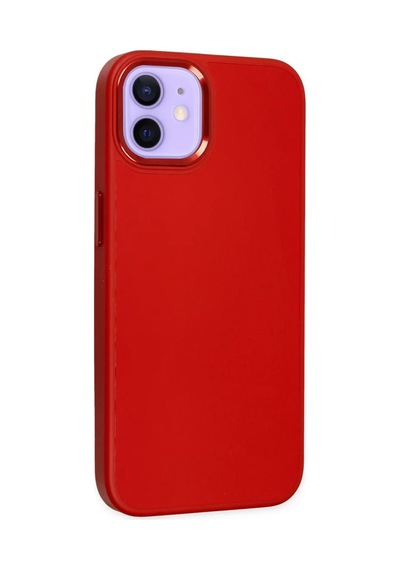 Newface Apple İphone 12 Kılıf Asya Deri Silikon - Kırmızı