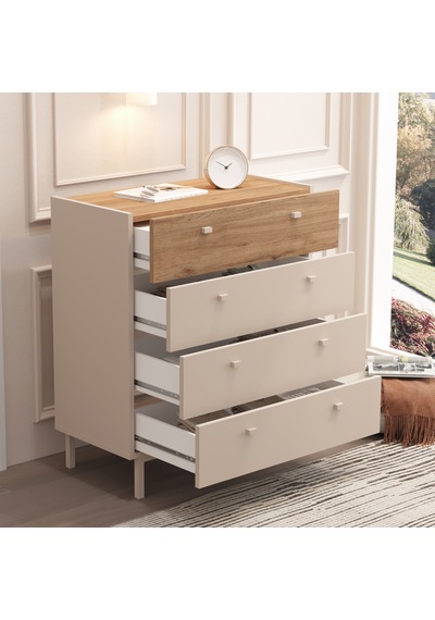 Robinhome Bebek Odası Çocuk Odası Geniş Şifonyer 4 Çekmeceli Ahşap Ayaklı