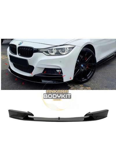 F30 M Sport Ön Lip - 3 Parça - Plastik - Parlak Siyah