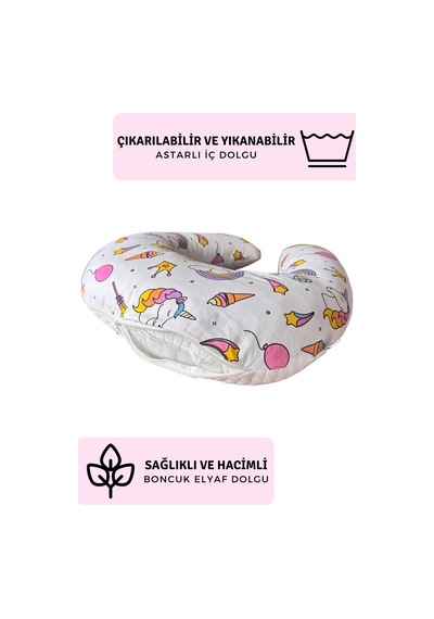 Emzirme Yastığı Çift Taraflı, Unicorn Desen, Destek Yastığı Model