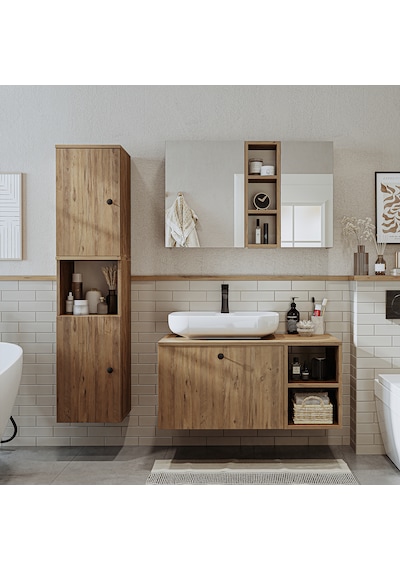 Lavabolu Mdf 95 Cm Lotus Çekmeceli Banyo Dolabı Atlantik Çam