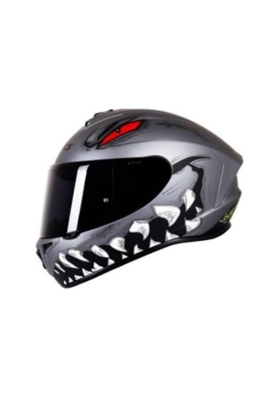 Axxıs Draken Forza B5 Matt Red Motosiklet Kaskı Gri