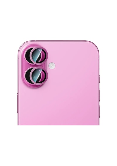 Apple Uyumlu   iPhone 16 Caseworld Alloy Serisi Oleofobik Anti Reflective Kamera Lens Koruyucu Pembe